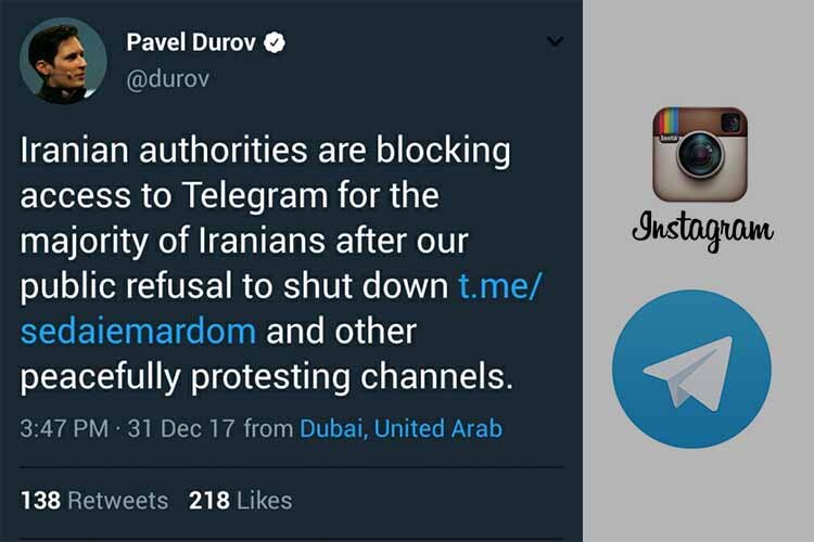 مسدود شدن تلگرام و اینستاگرام در ایران